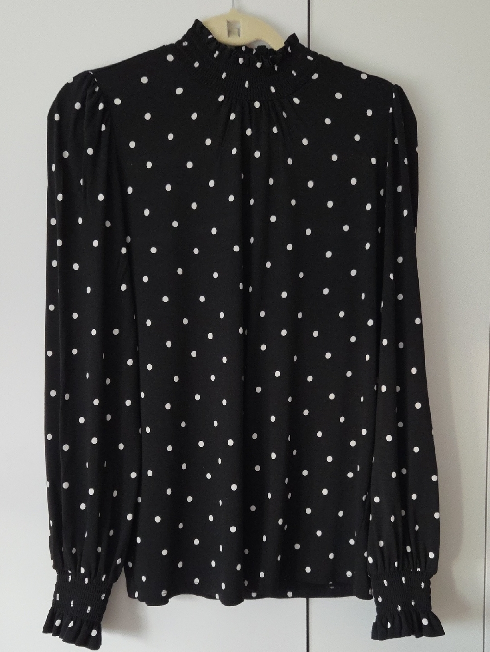 RW&CO. Black Blouse with White Polka Dots